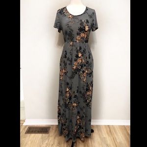 Eloges Floral Maxi Dress NWOT Gray M Autumn